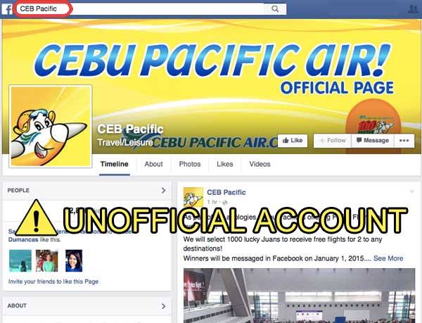Screenshot taken from Cebu Pacific's Facebook account